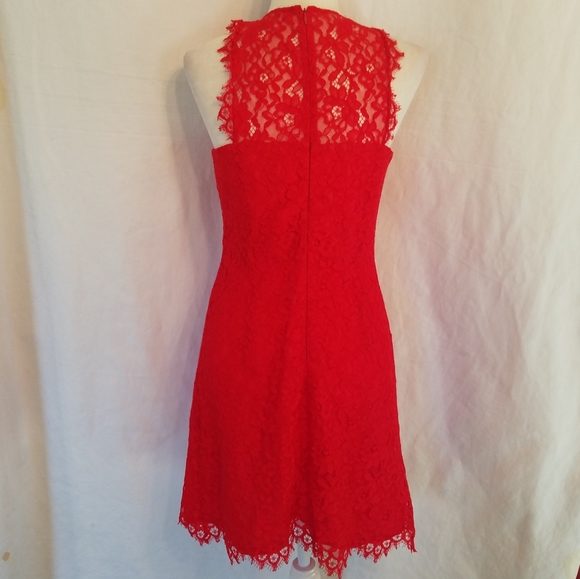 Shoshanna Red Lace Sleeveless Dress - Picture 6 of 11